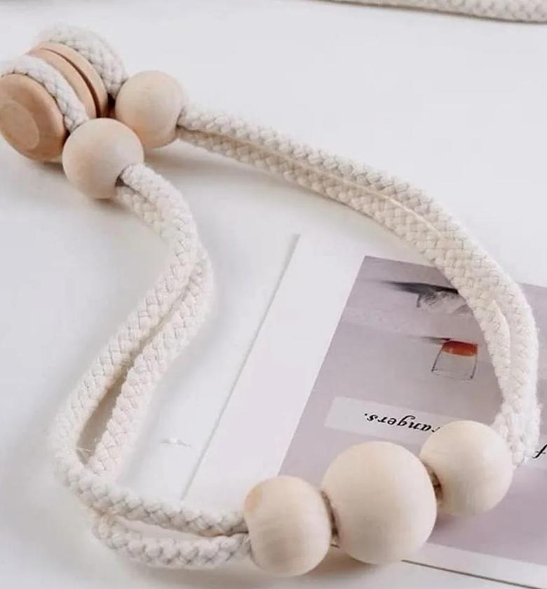 2pcs tassel curtain tie backs with wooden beads image