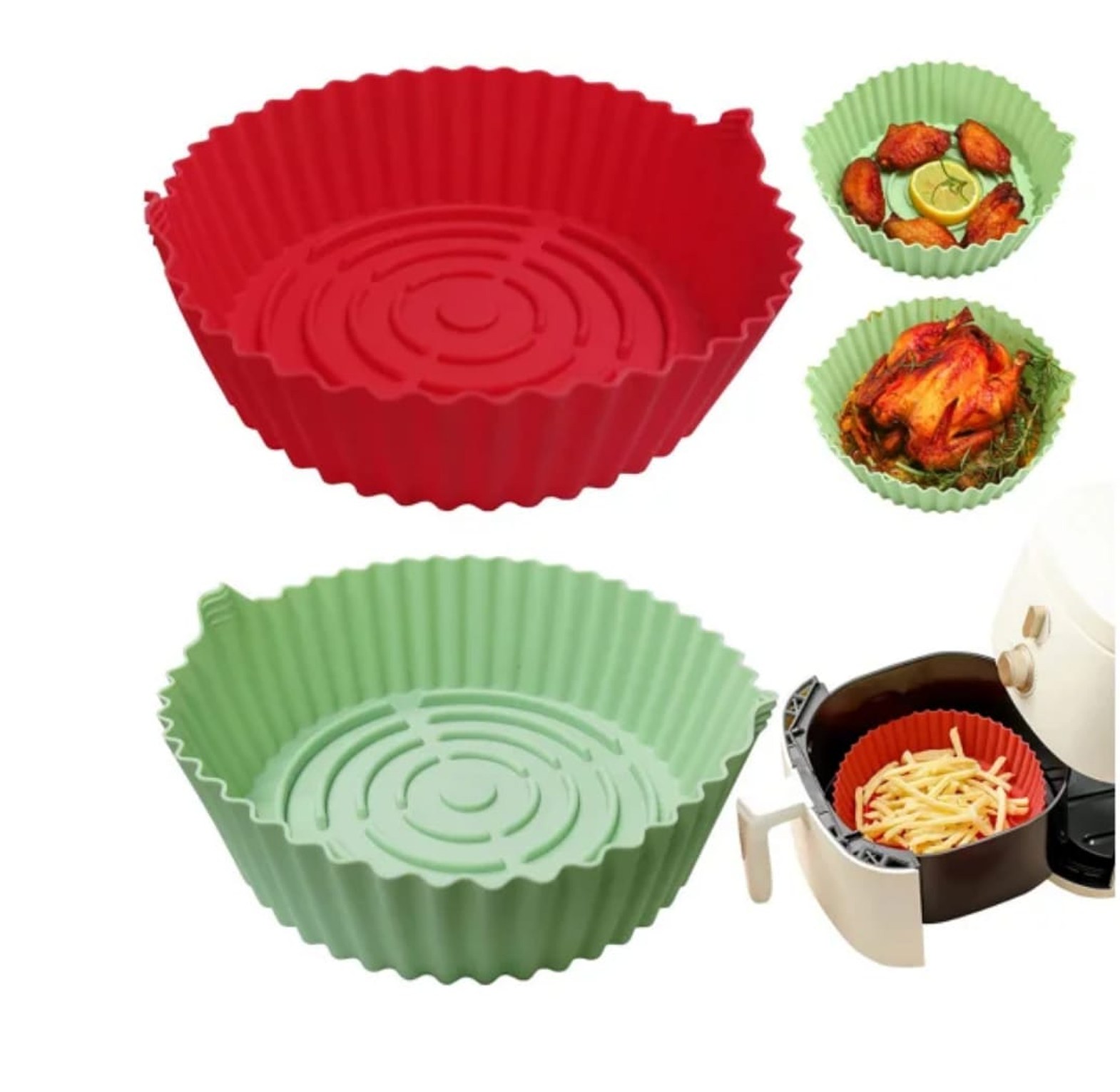 Premium Reusable Silicone Air Fryer Liner and Non-Stick Baking Basket image