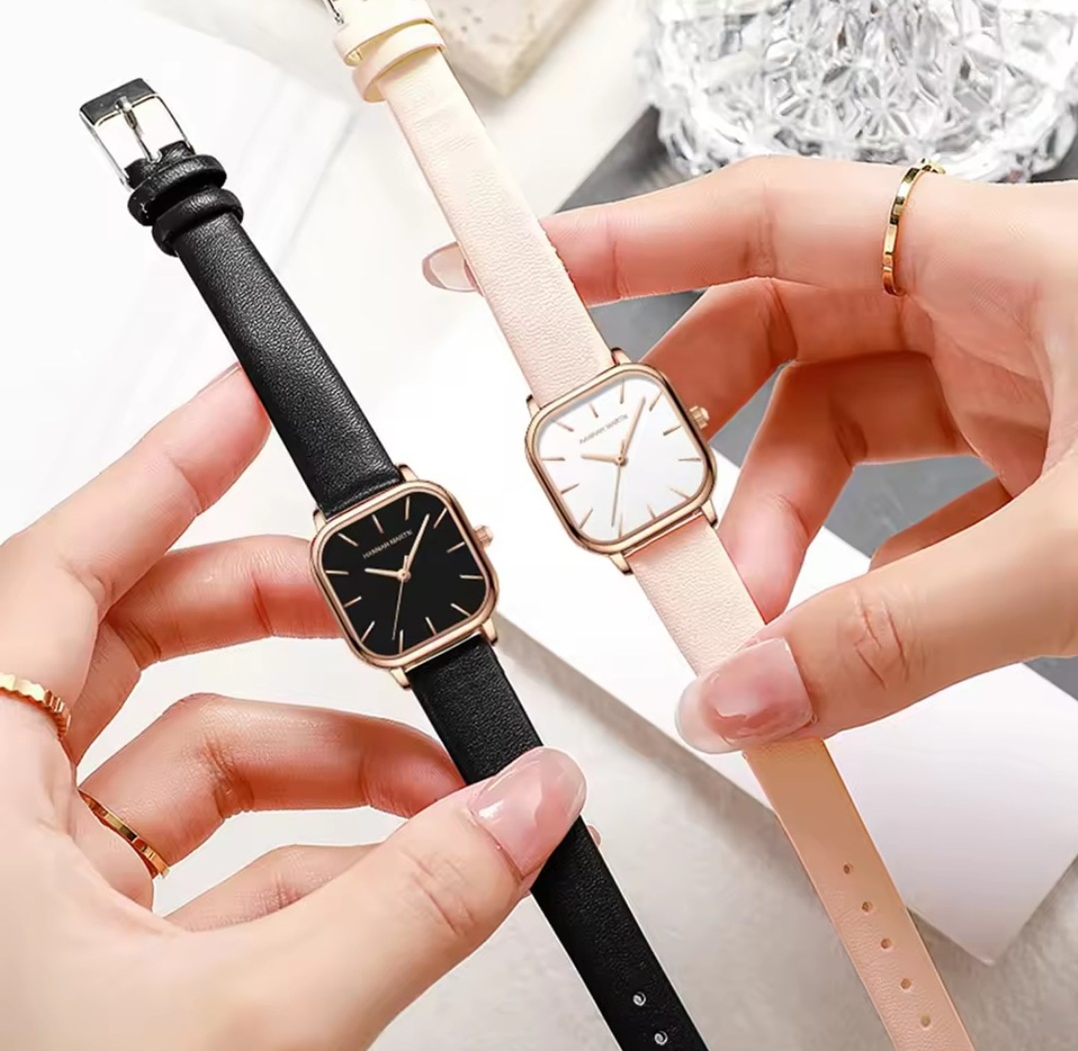Square Hannah Martin Genuine Leather Watches for ladies/women image