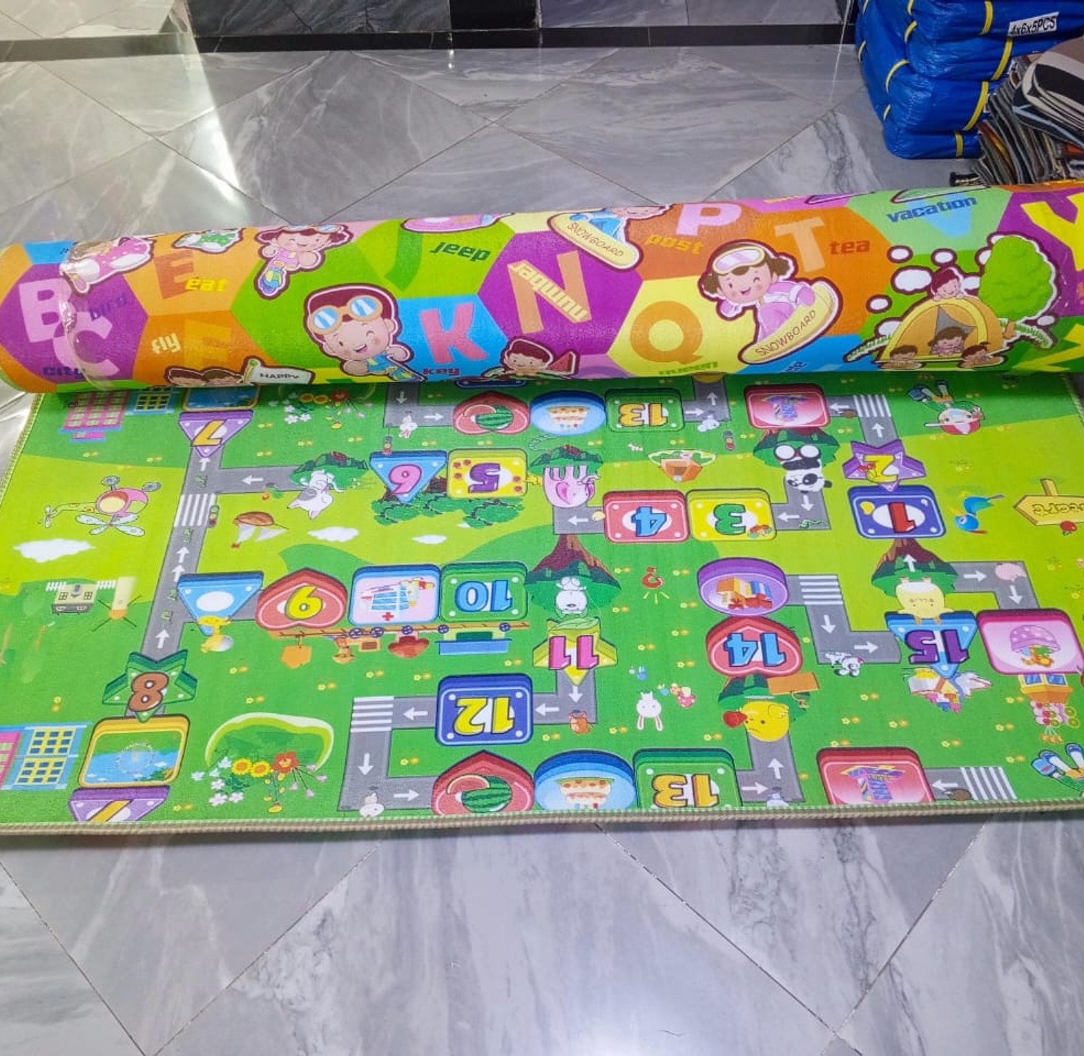Rectangular Children's Crawling Pad Foldable Colorful Game Pad for Infants and Toddlers, Number Letter 1.9m×2m image