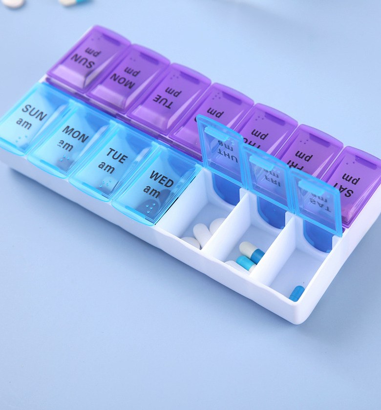 2-Times-A-Day Weekly Pill Organizer, 7 Day AM PM Medicine Box & Vitamin Planner for Home & Travel image