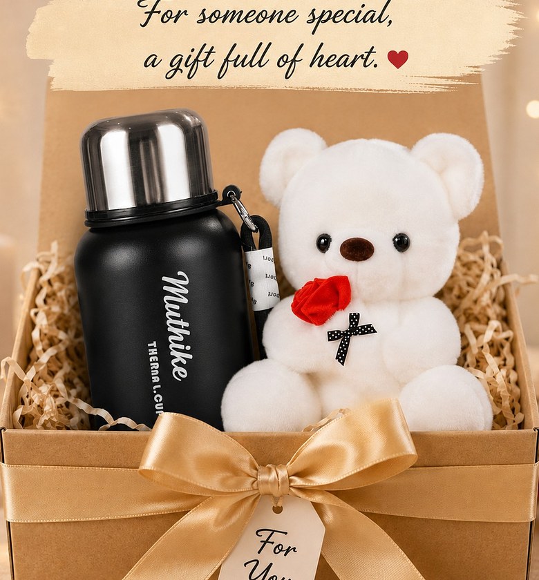 Customized/Personalized Thermal Cup and Teddy Bear Gift Set.  image