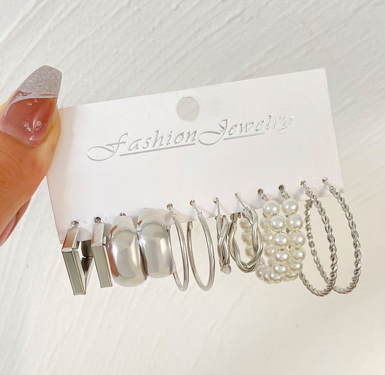 The Multi-Shape Silver-Tone Hoop & Charm Collection image