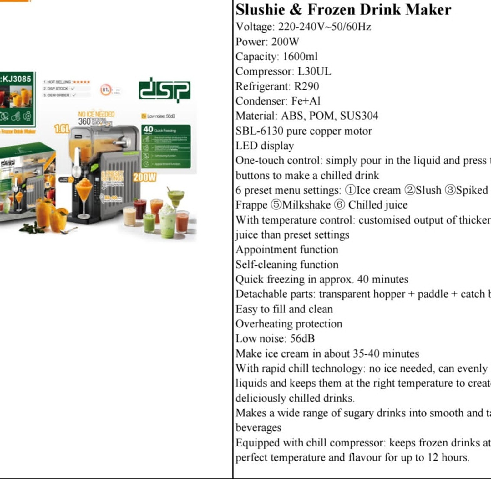 DSP Professional Slushie and Frozen Drink Maker with Quick-Freeze Technology image
