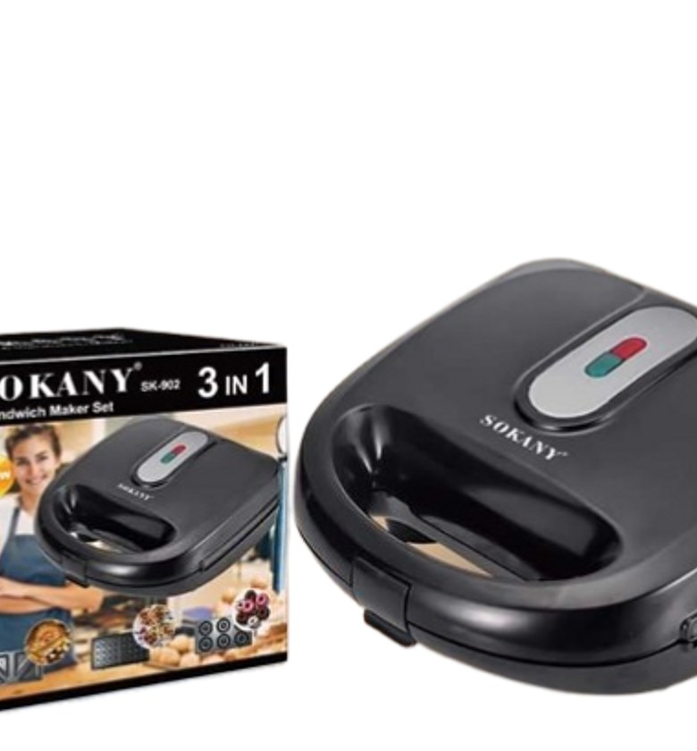 Sandwich Maker. Sokany 3in1 Sandwich Set - Sandwich, Waffles & Grill Donuts Maker image