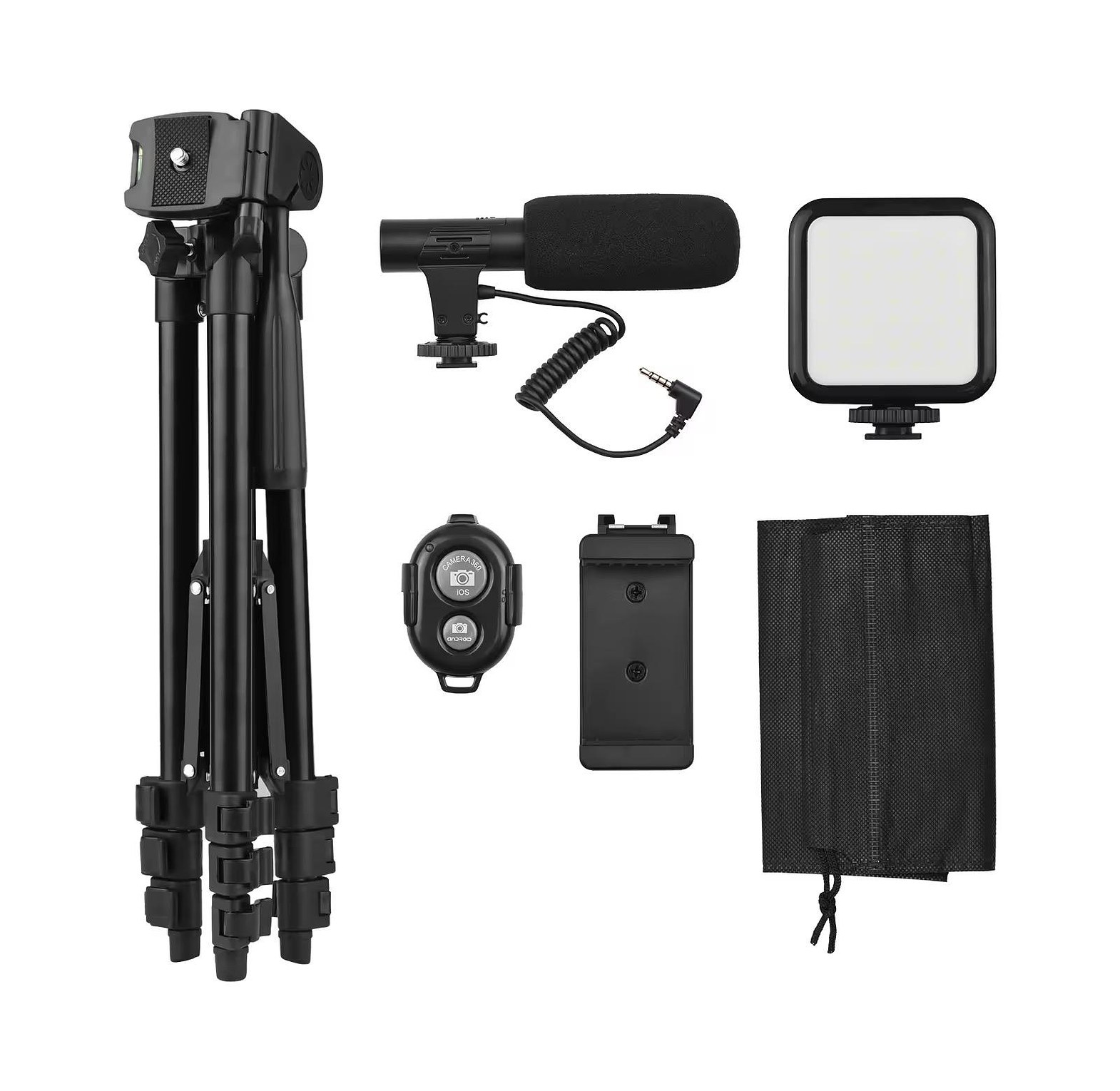 Smartphone Vlogging Kit, Tripod, Mic, Led Light, Remote image