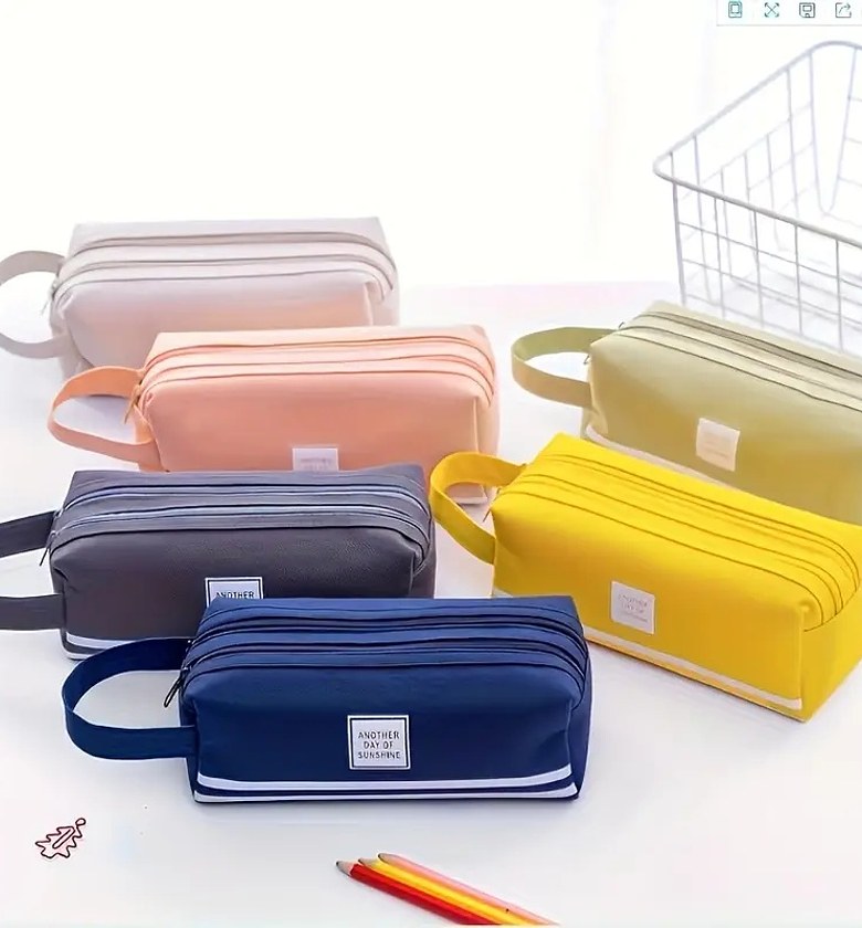 Large Capacity Multi-Compartment Pencil Case Aesthetic Stationery Organizer Bag and Makeup Pouch for Students & Professionals image