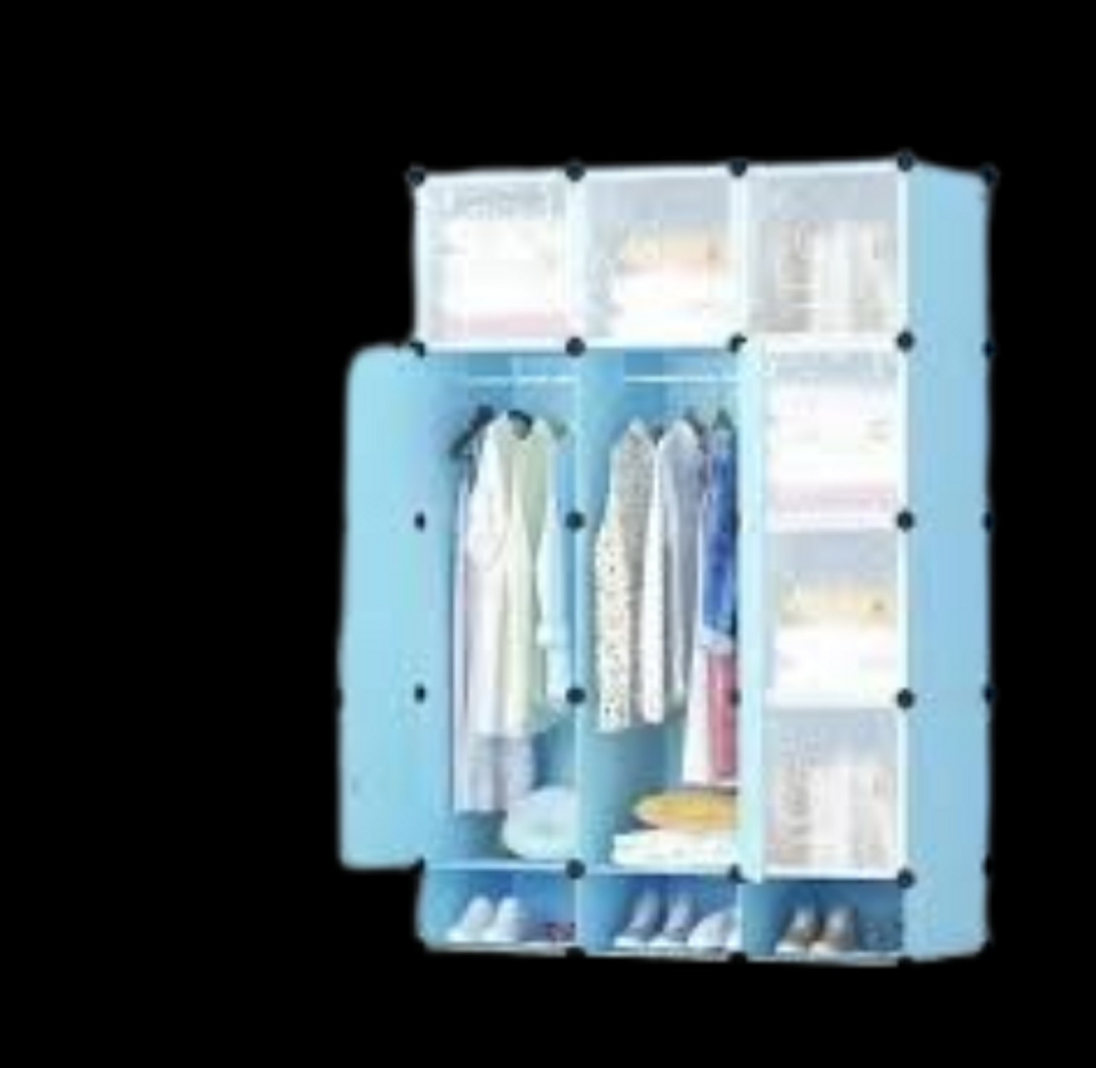 3-Column Portable Plastic Wardrobe.  image
