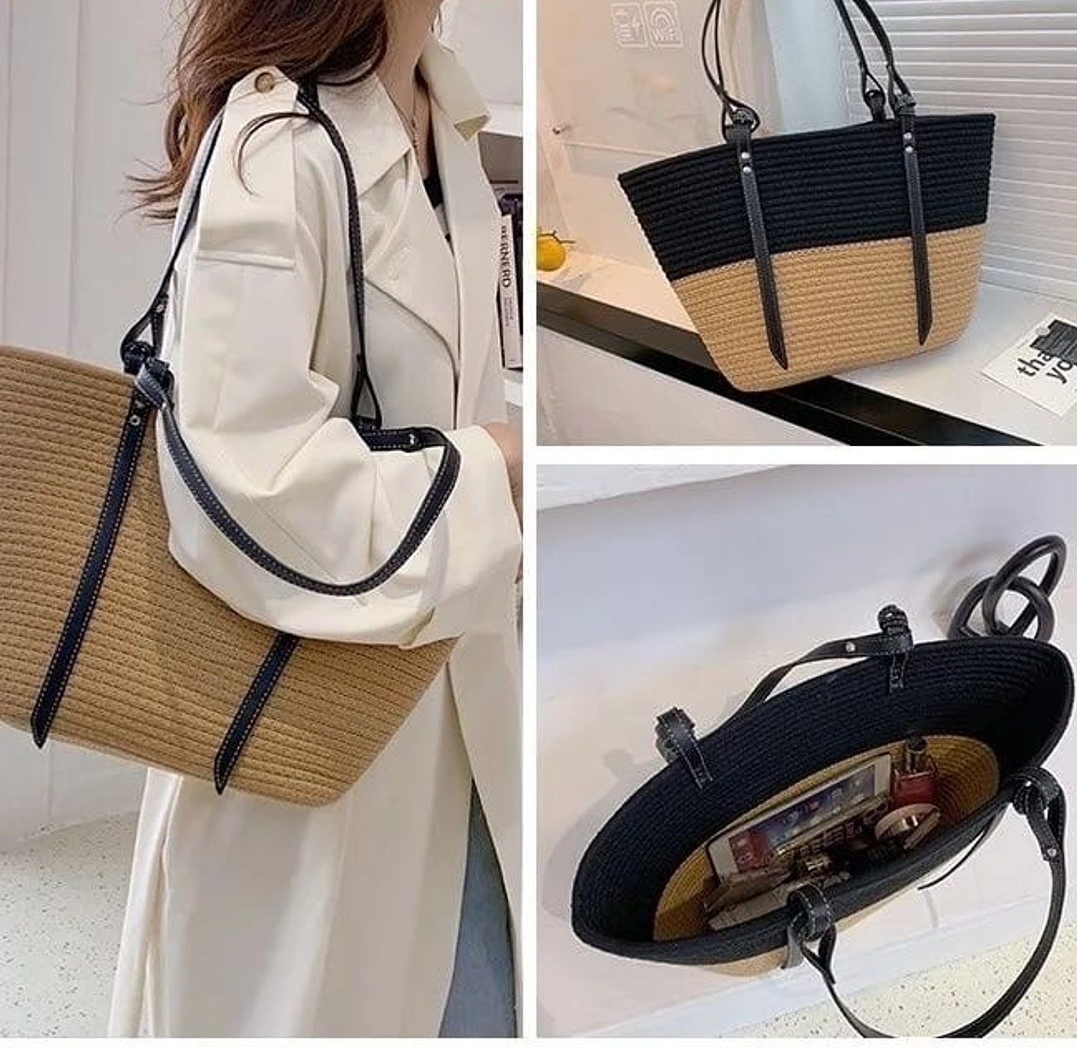 Large Woven Tote Bag image