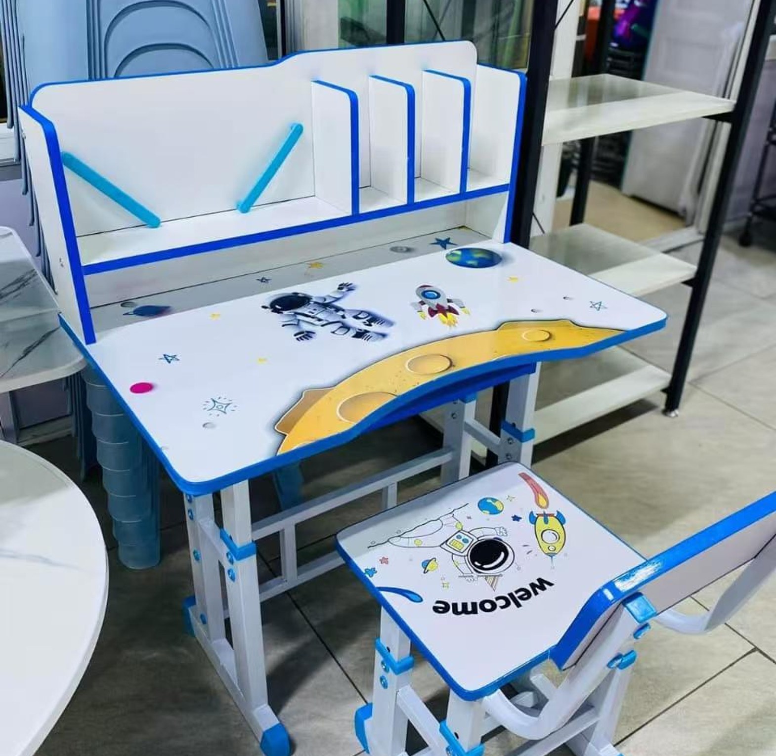  Kids' Height Adjustable Study Desk and Chair Set.  image