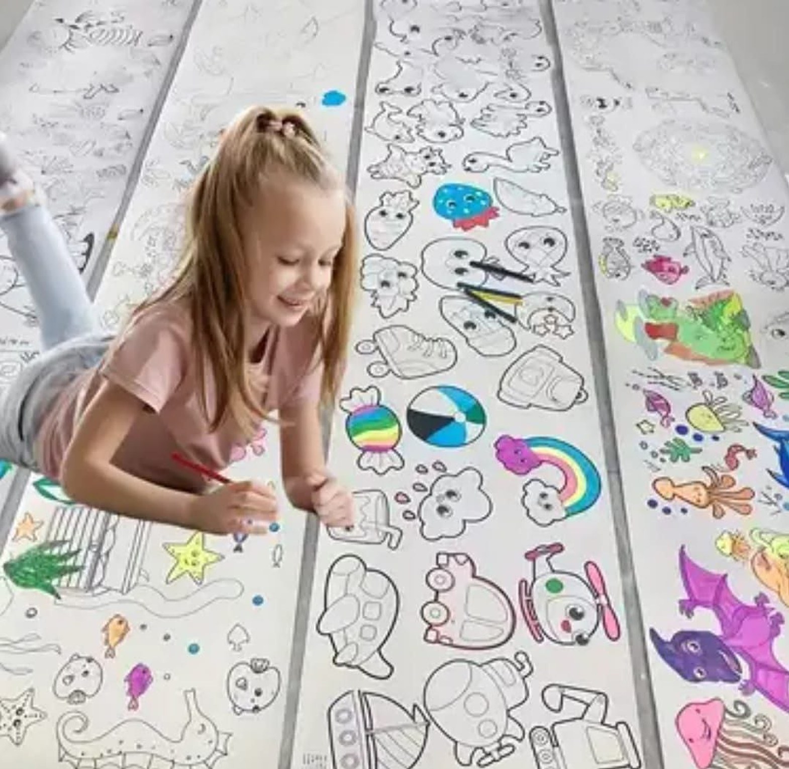 3-Meter Kids DIY Coloring Roll Paper, Creative Art & Craft Educational Toy for Toddlers & Preschoolers image