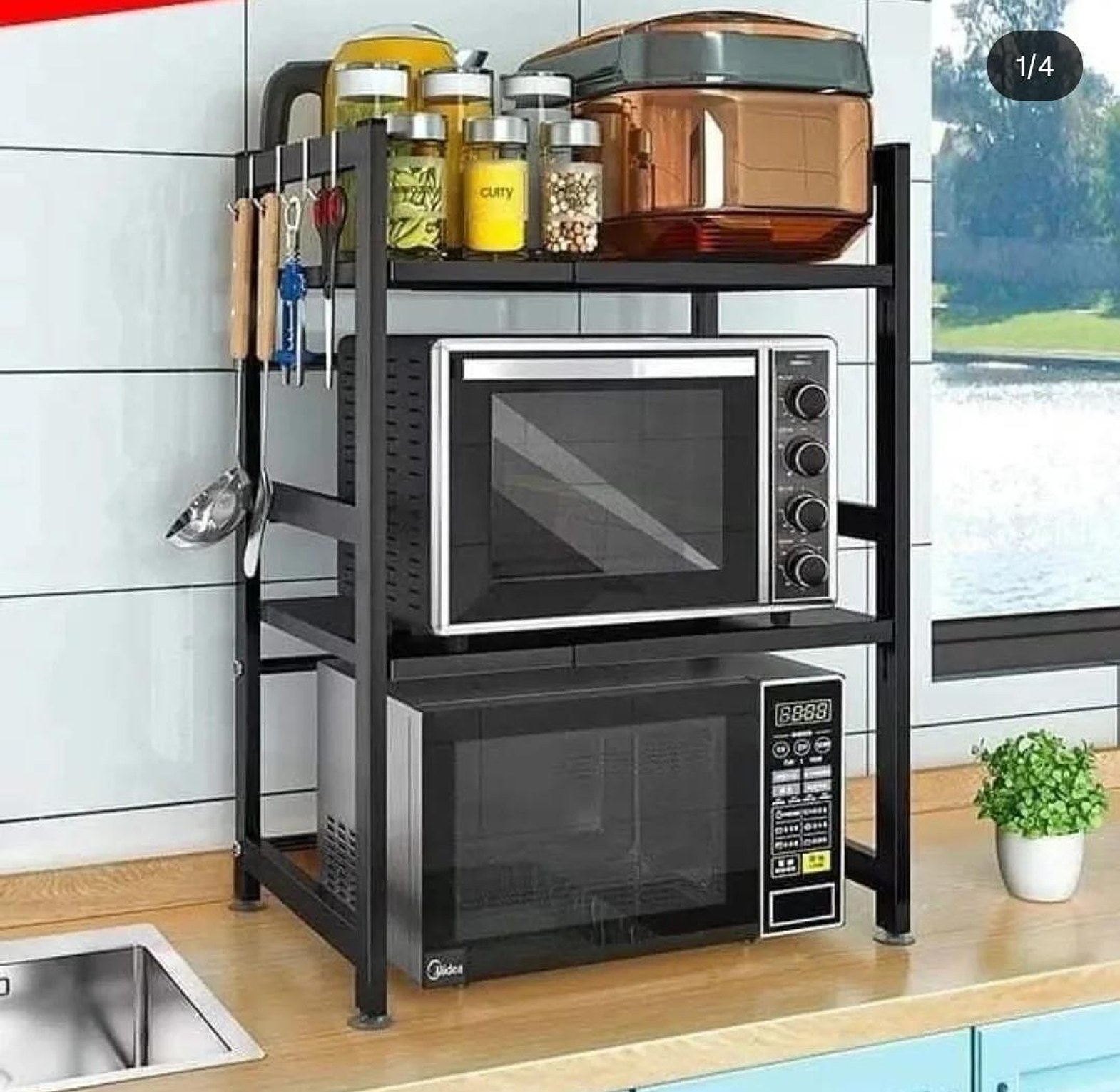 Double layer Adjustable Microwave Stand image