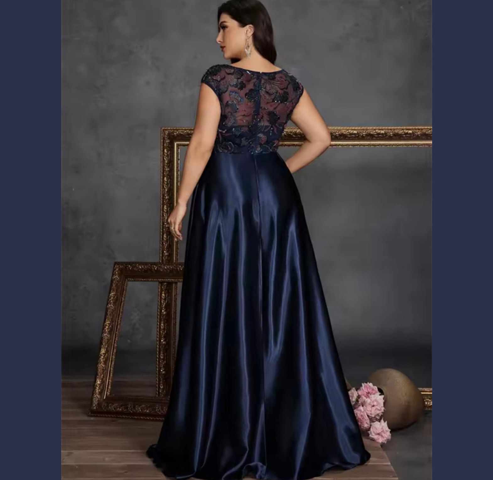 Midnight Bloom Embroidered Satin Gown image