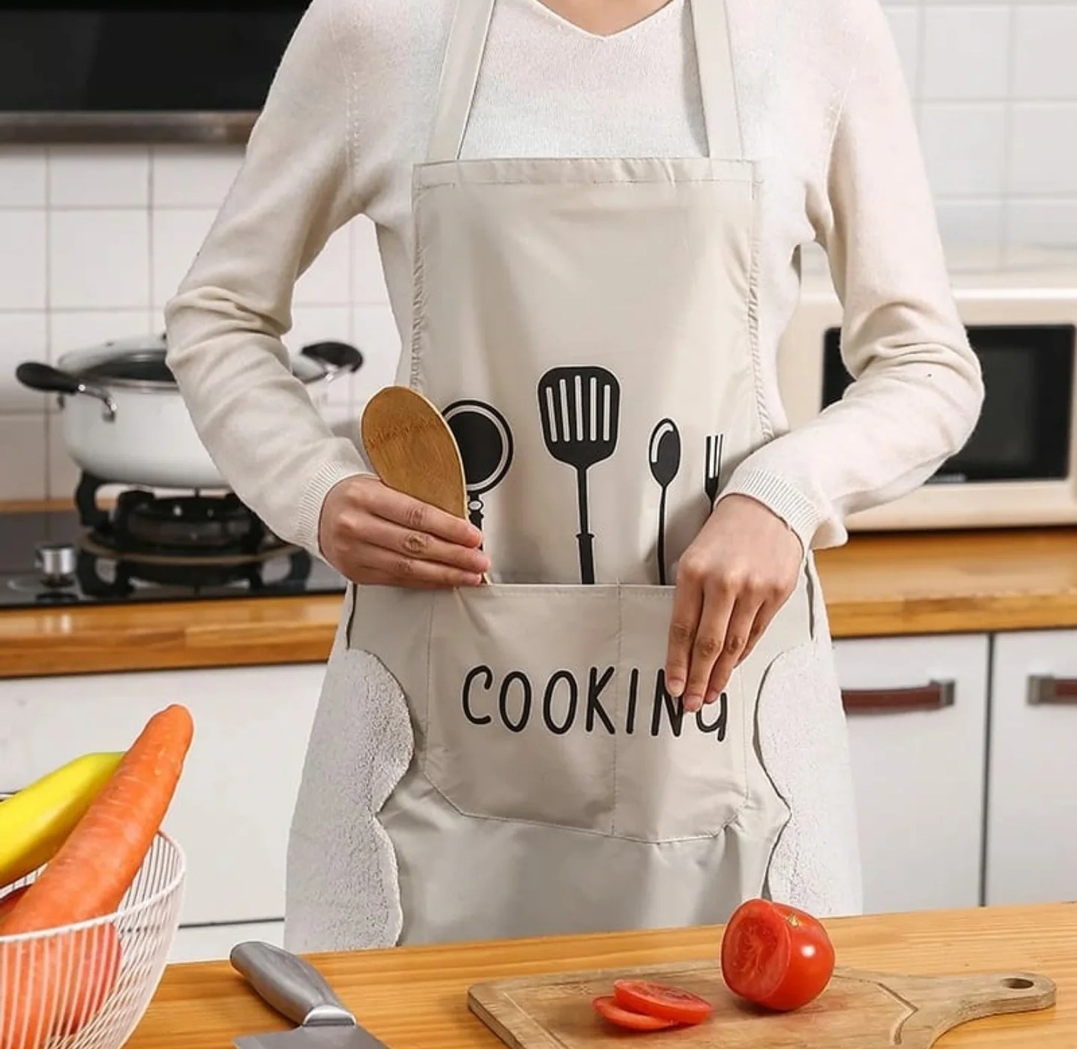 Waterproof Kitchen Adult Apron with Hand Towel & Pockets image