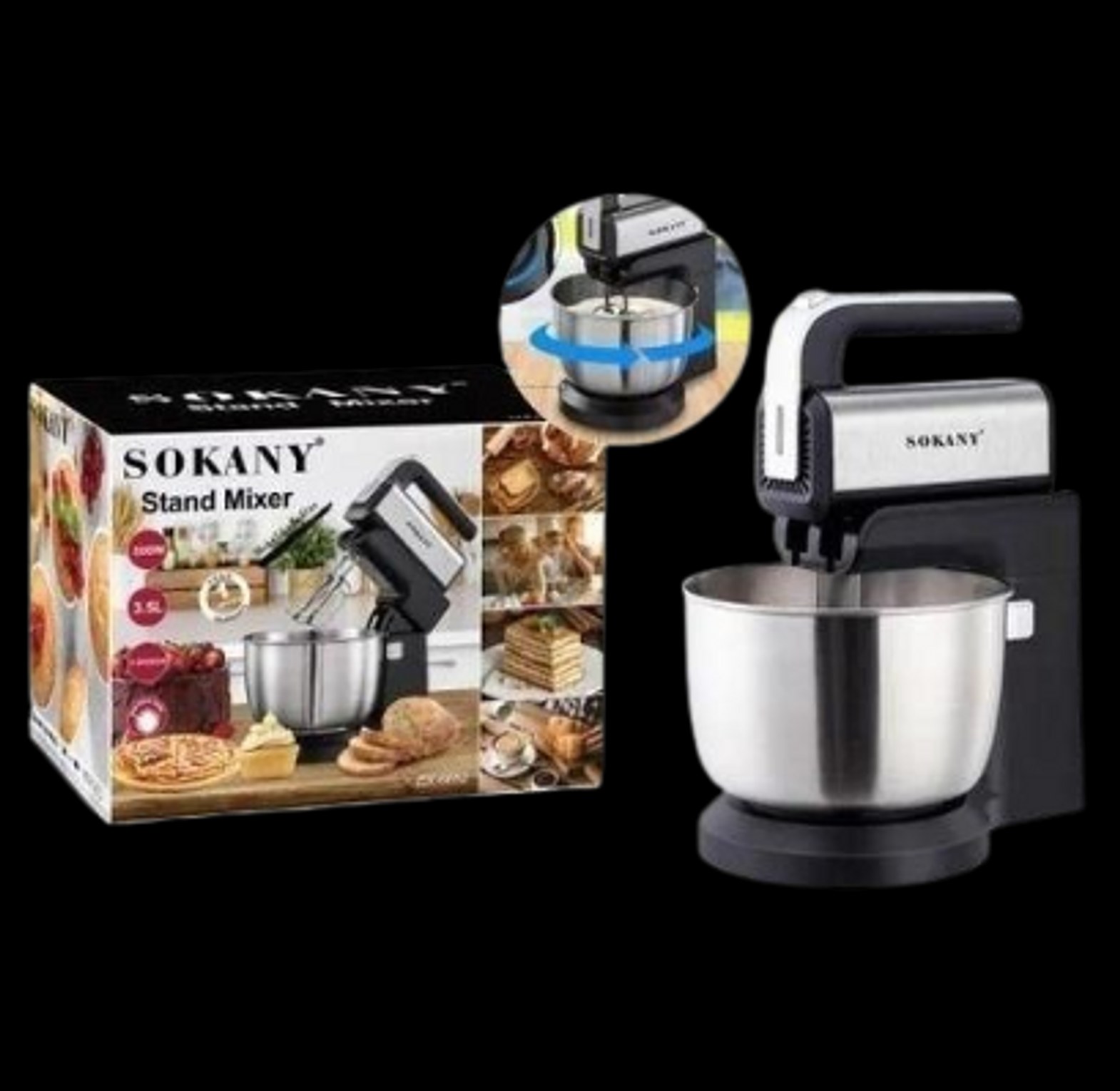 Stand Mixer.  Sokany Quality Kitchen Stand Mixer With Stainless Steel 3.5L Bowl Egg Whisk, Dough Hook, Flat Beater image