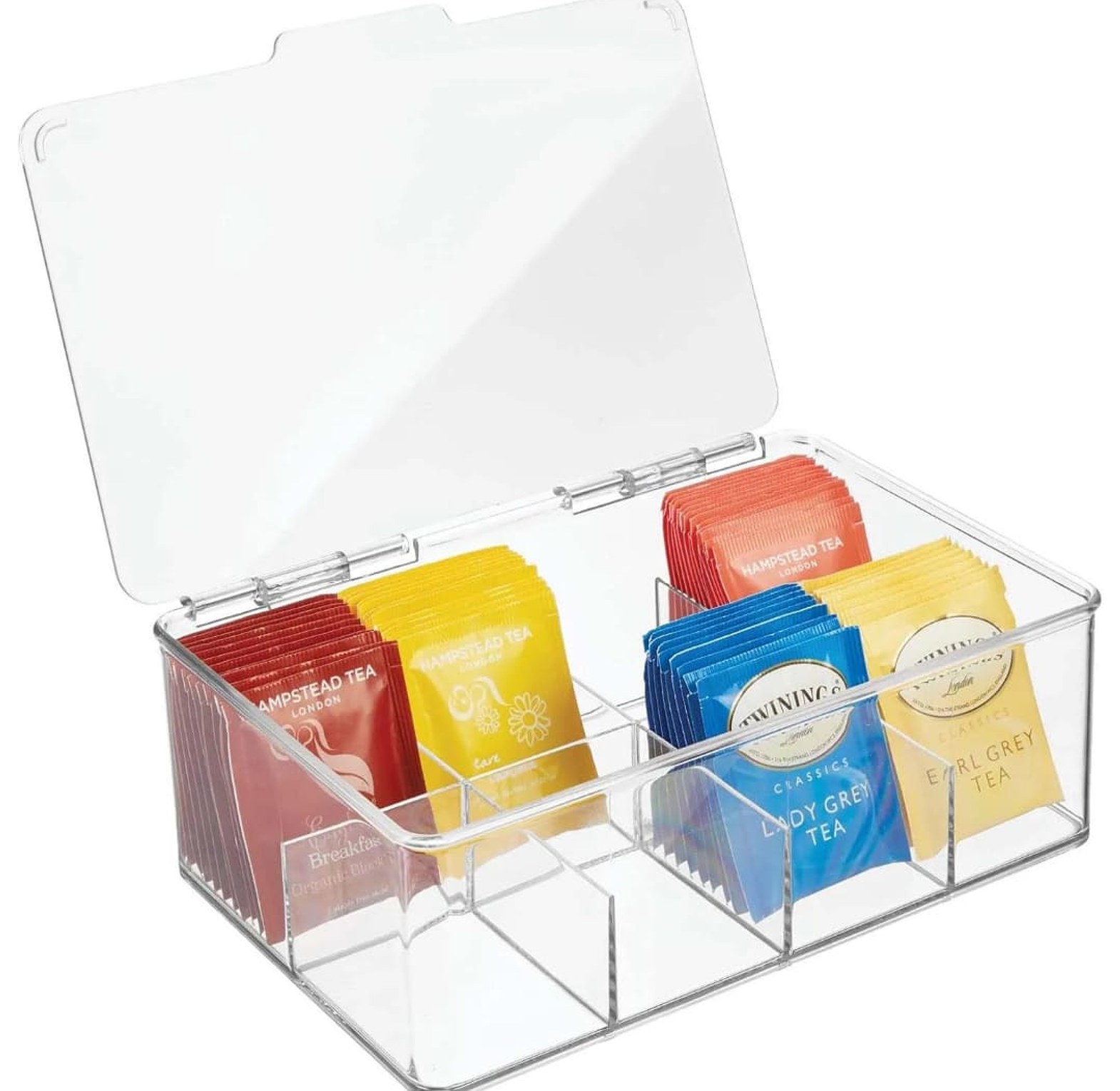 Acrylic Tea Bag Organizer with Cover & Compartments image