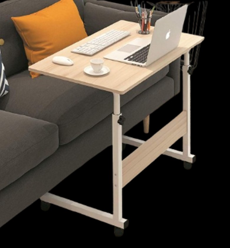 Laptop Stand. Adjustable Mobile Laptop Desk or an Overbed/Couch Side Table with Wheels.  image