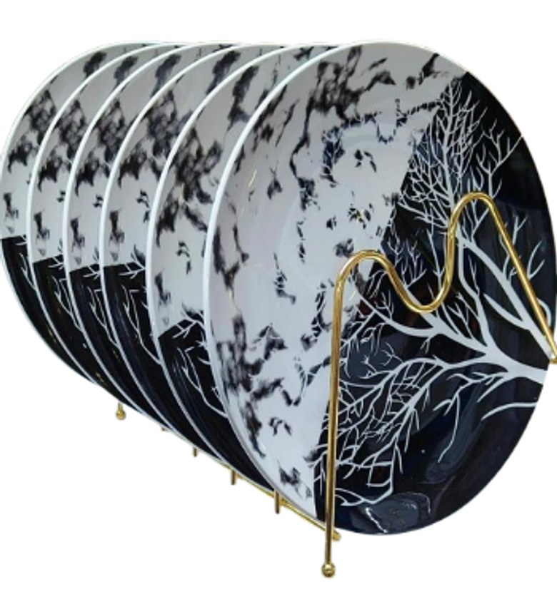 6-Piece Ceramic Tree Design Dinner Plate Set image