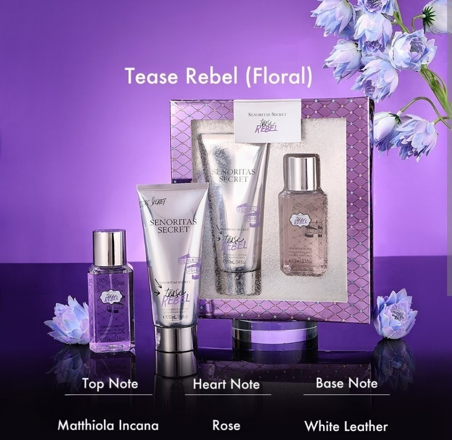 Senoritas Secret Tease Rebel Perfume Gift Set 100ml Fragrance Lotion & 75ml Perfume.  image