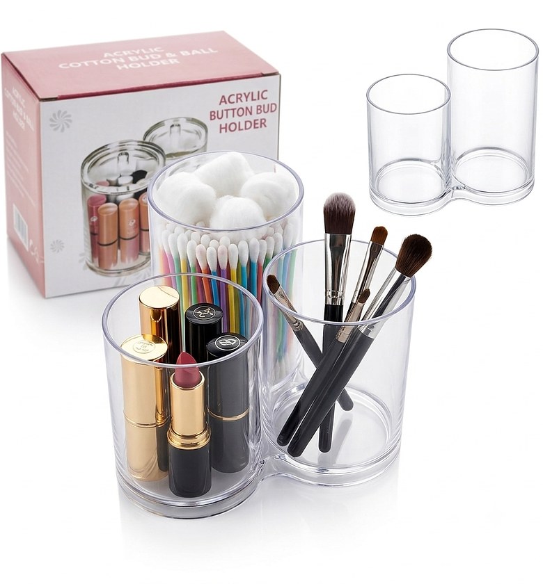 Clear Acrylic 3-Compartment Makeup Brush Organizer and Cosmetic Holder – Premium Vanity Storage Unit  image