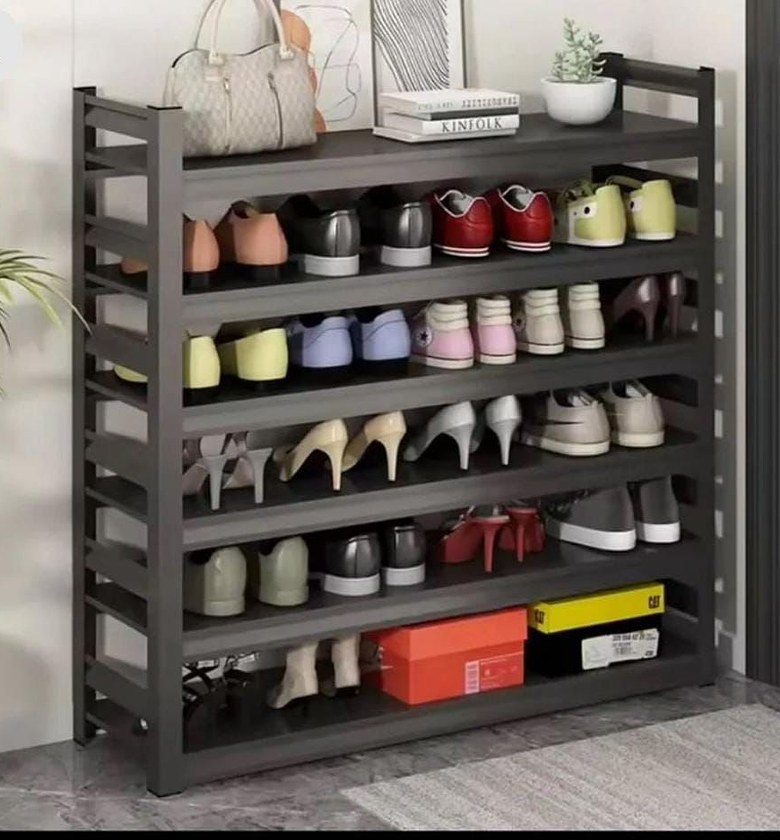 Space-Saving Metallic Shoe Rack (Black Finish) image