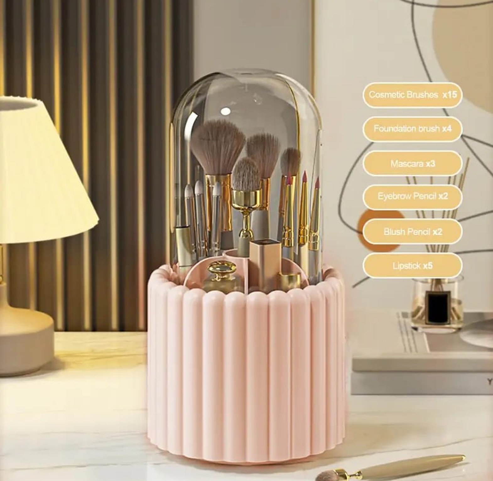 Cosmetic Brush Storage Case 360 Rotating Makeup Brush holder image