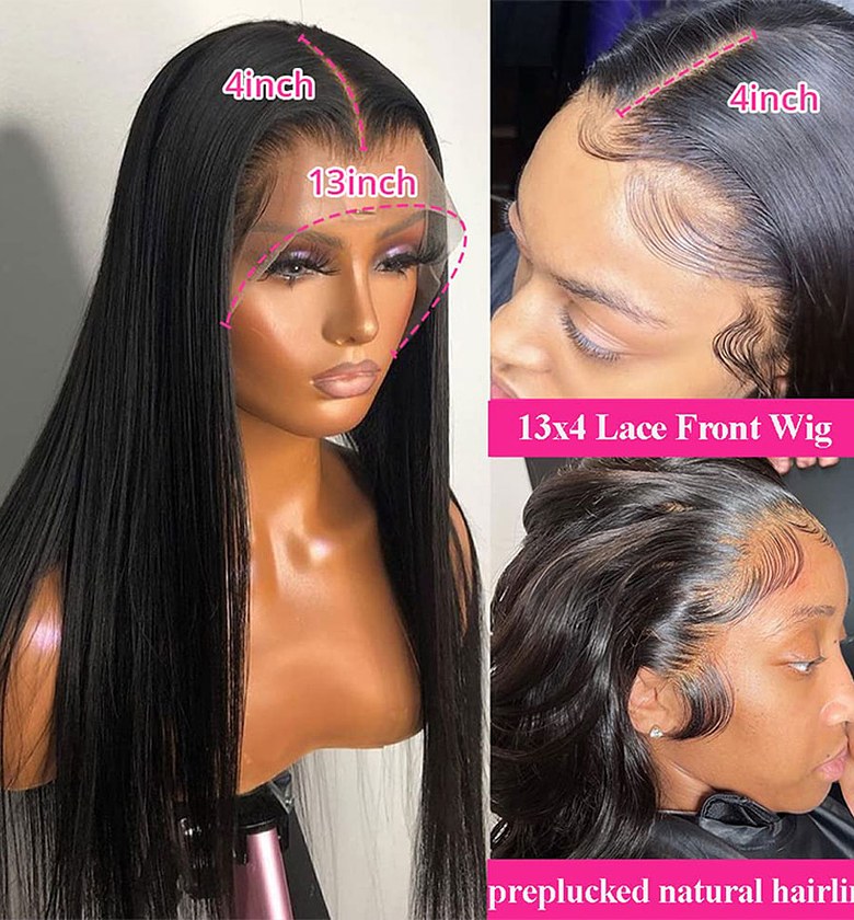 Bone Straight Natural Black Brazilian Human Hair Wig  image