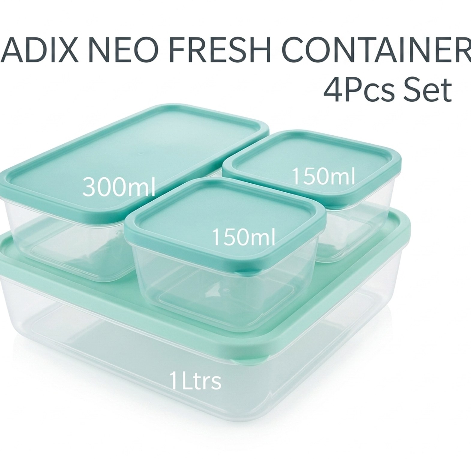 Adix Neo Fresh Food Storage Containers 4Pcs Set Airtight Kitchen Organizer for Meal Prep & Fridge Storage image