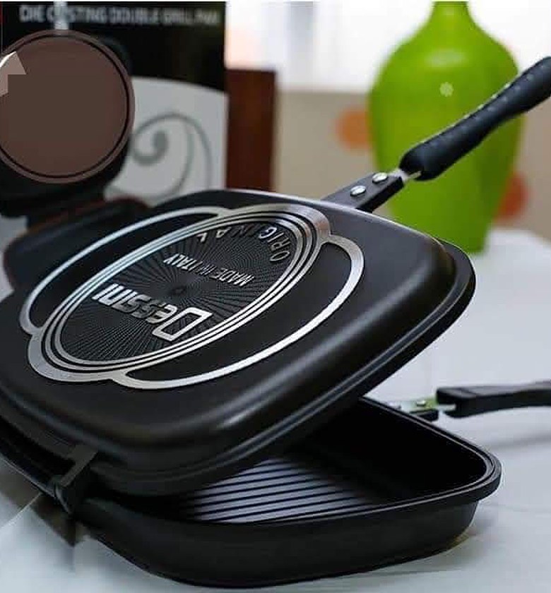 Dessini Two-Sided Double Grill Non-stick Pressure Pan 40 Cm. ENJOY WELL COOKED NYAMA CHOMA AT THE CONFORT OF YOUR HOME HIGHLY RECOMMENDED image
