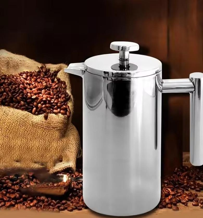 Stainless Steel French Press Coffee Maker 1000ml, Double-Wall Insulated Unbreakable Cafetiere for Home & Office Use image