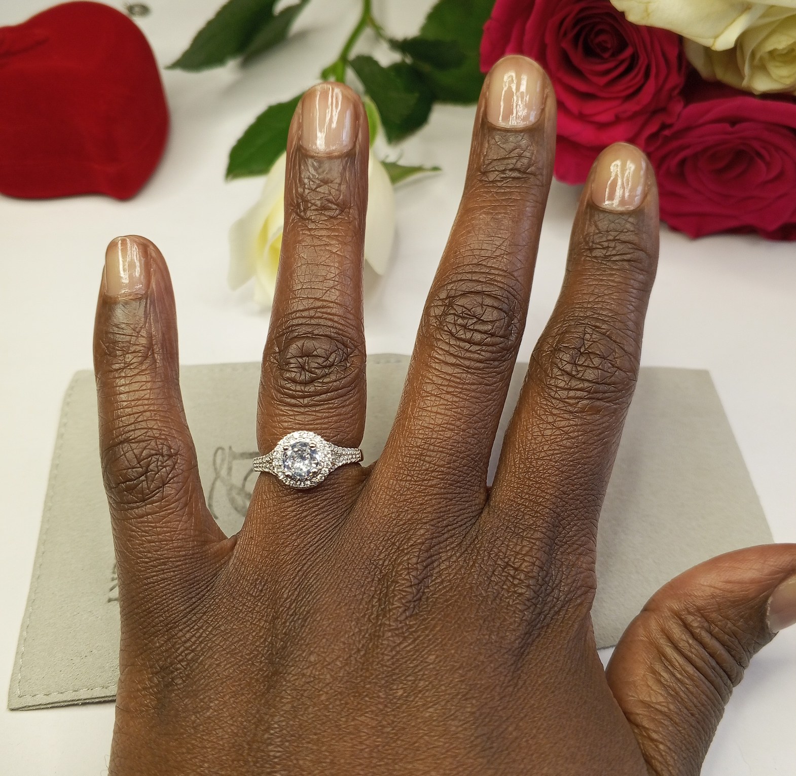 Round pure S925 Sterling Silver Engagement Proposal Promise Ring  image
