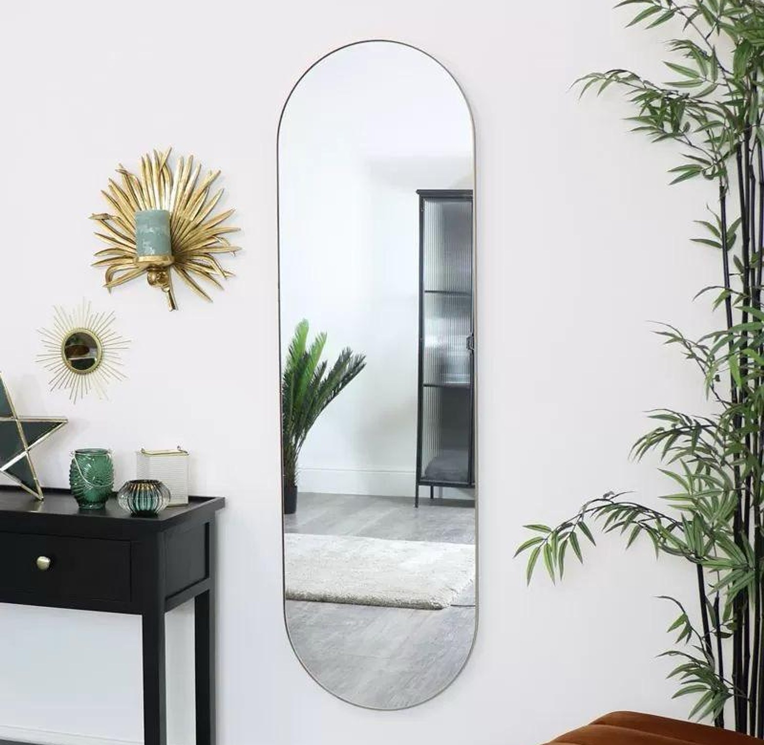 Oval Acrylic Mirror – 120×40cm Frameless Wall Mirror image
