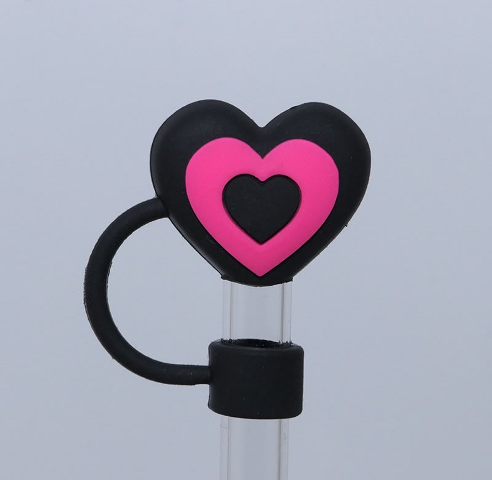 Cute 3D Heart Silicone Straw Plug image