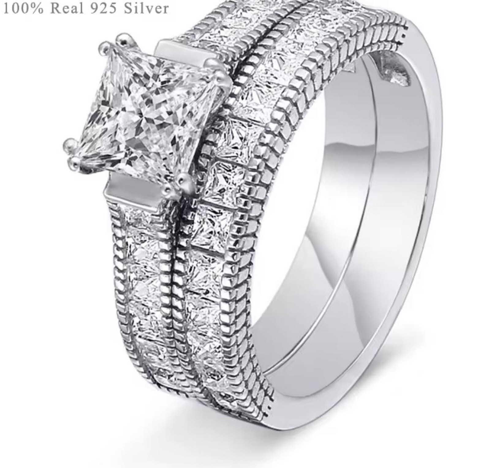 Eternal Brilliance Pure Silver Double Ring Set image