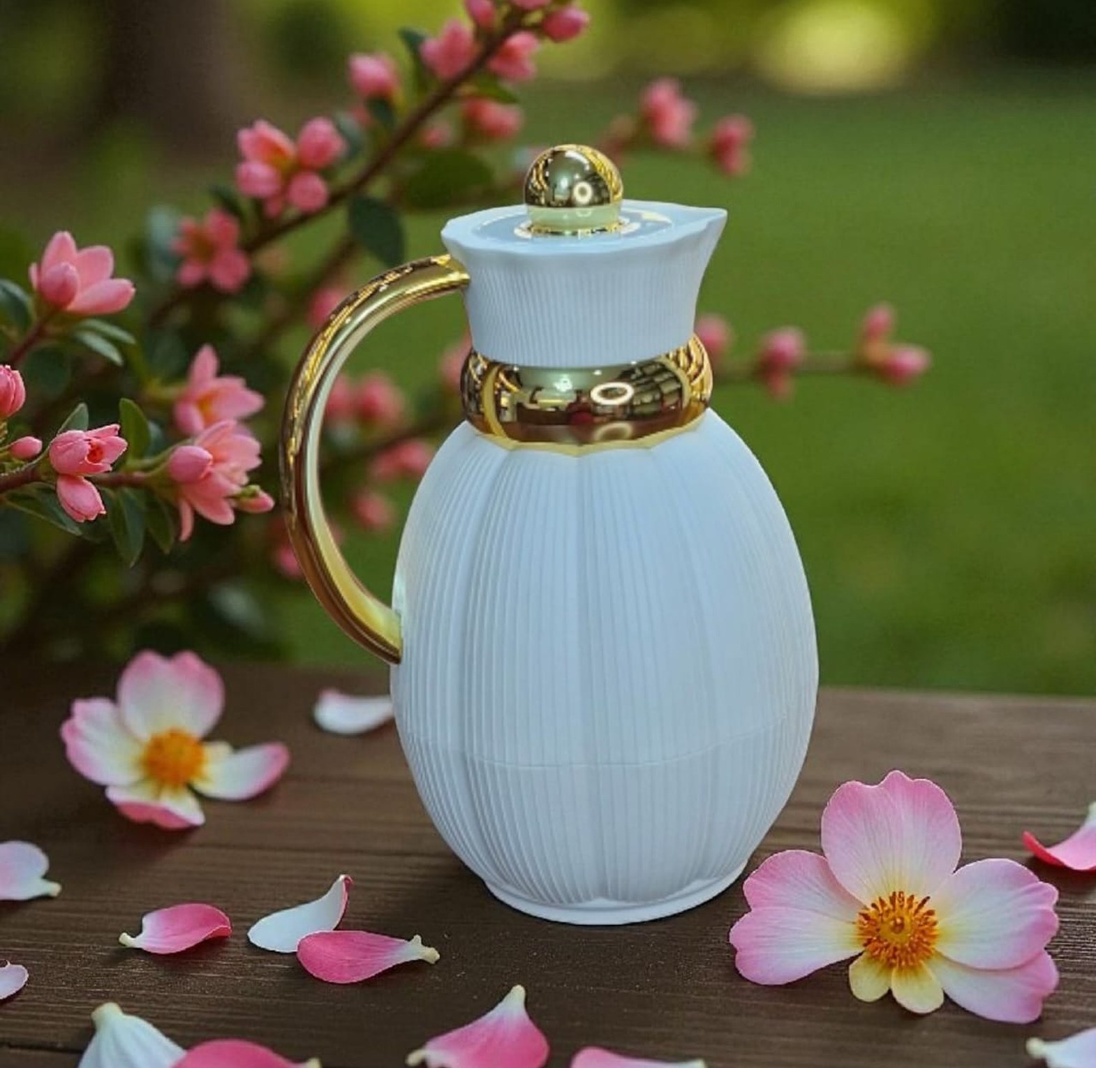 Elegant Vacuum Insulated Thermal Carafe with Textured White Finish image