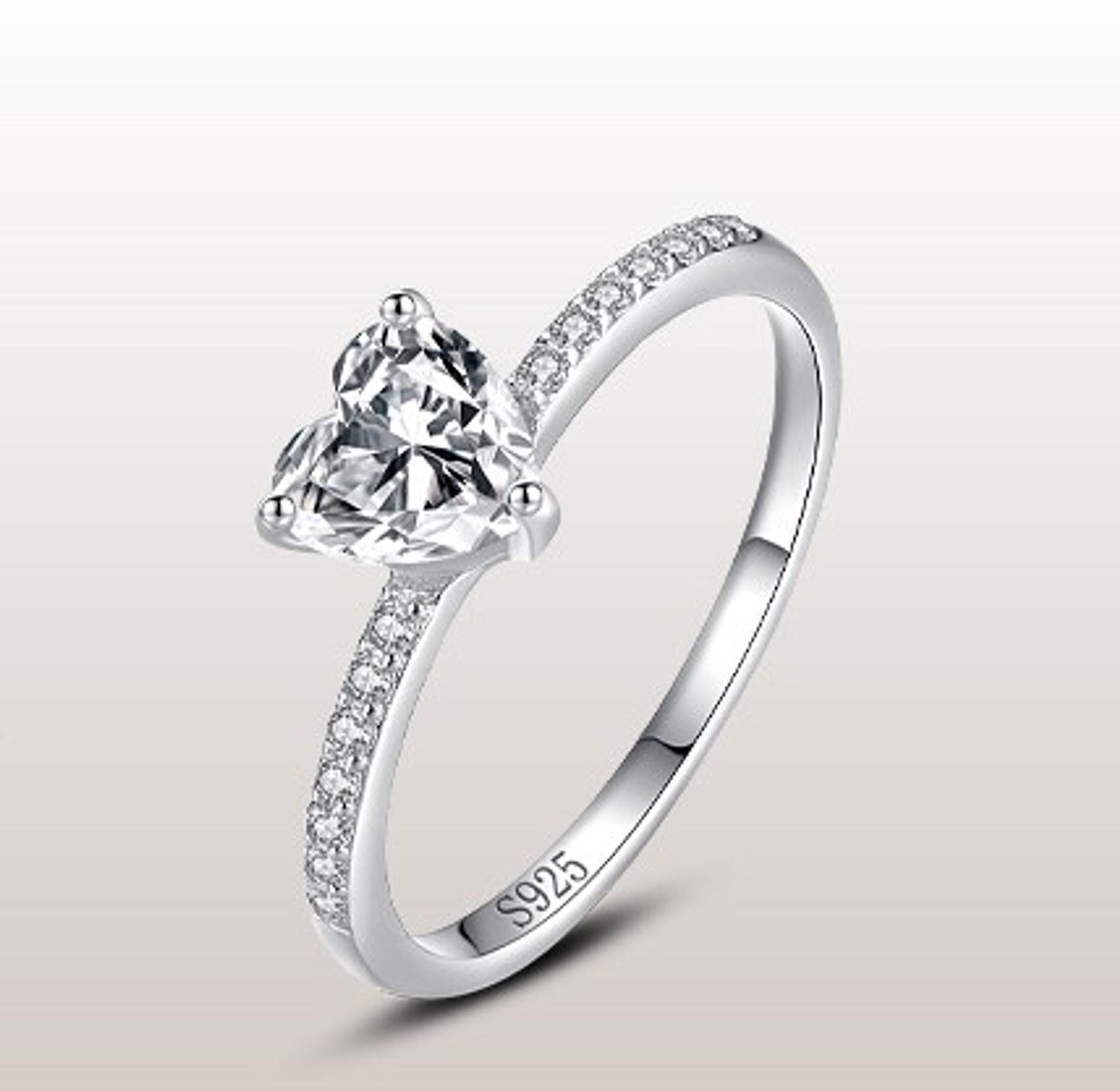 Heart sterling silver engagement ring  image