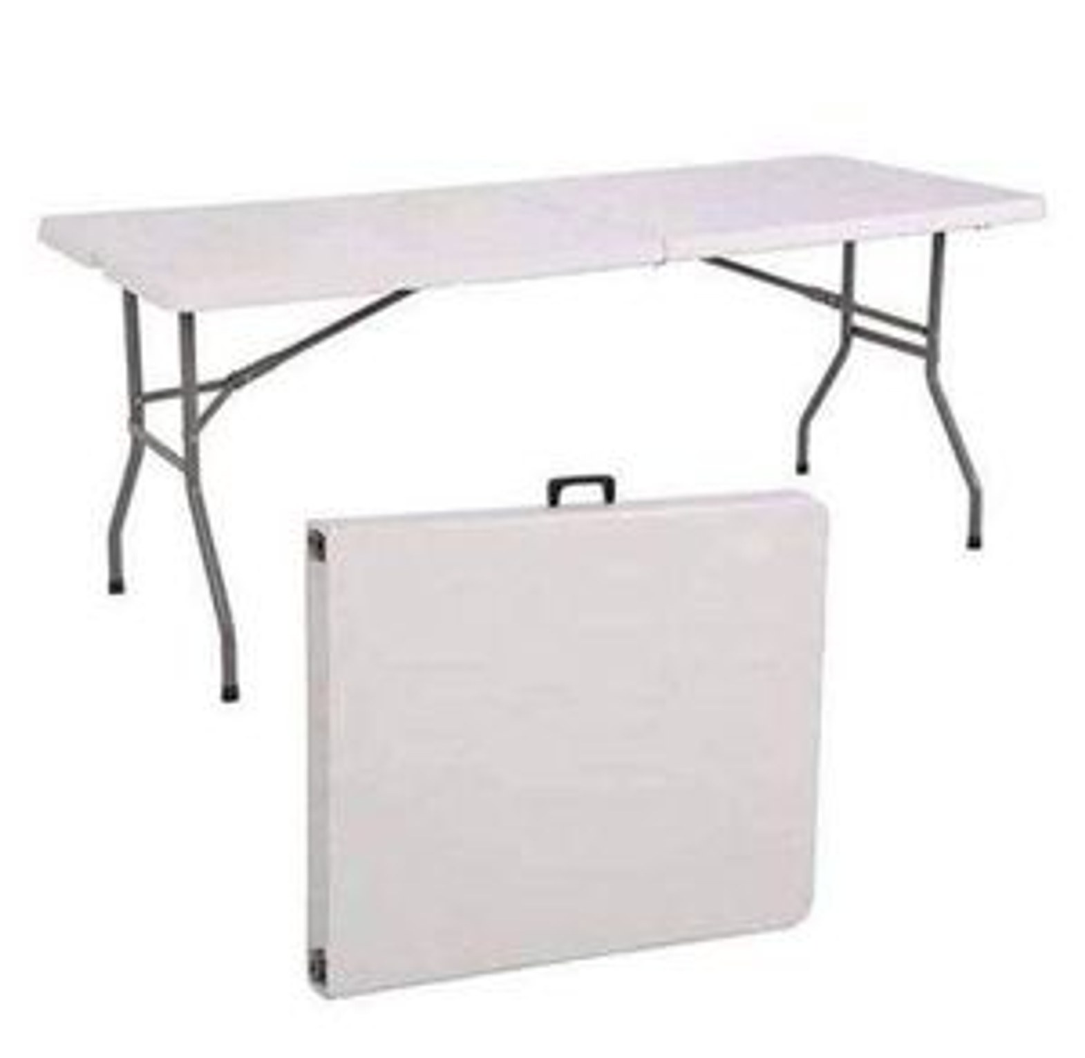 1.8m Rectangular Plastic Folding Table. Portable table often used for indoor and outdoor events, camping, As Dinning Table or extra utility space.  image