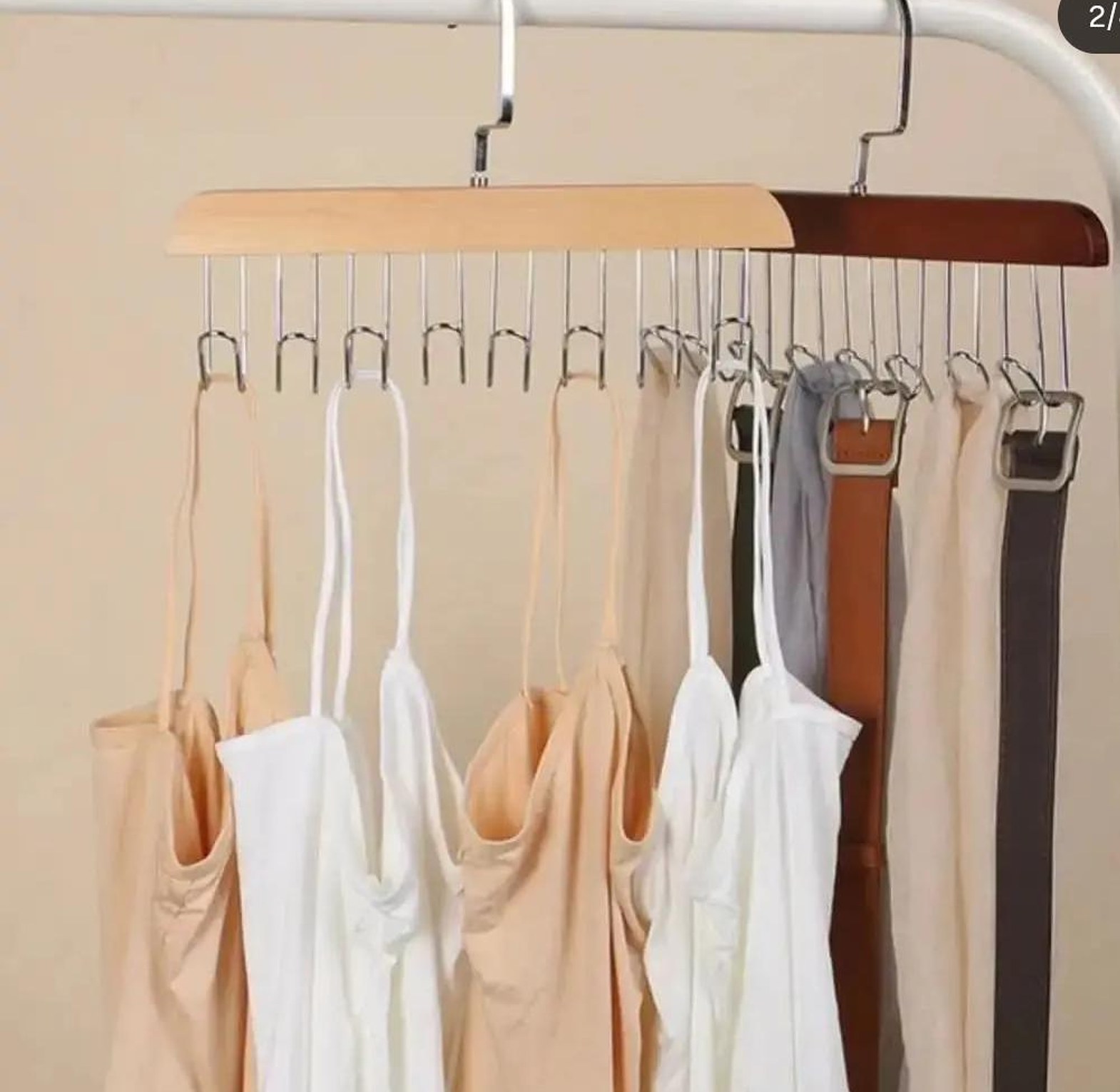 Wooden plank multipurpose 8 hook hanger 2pcs image