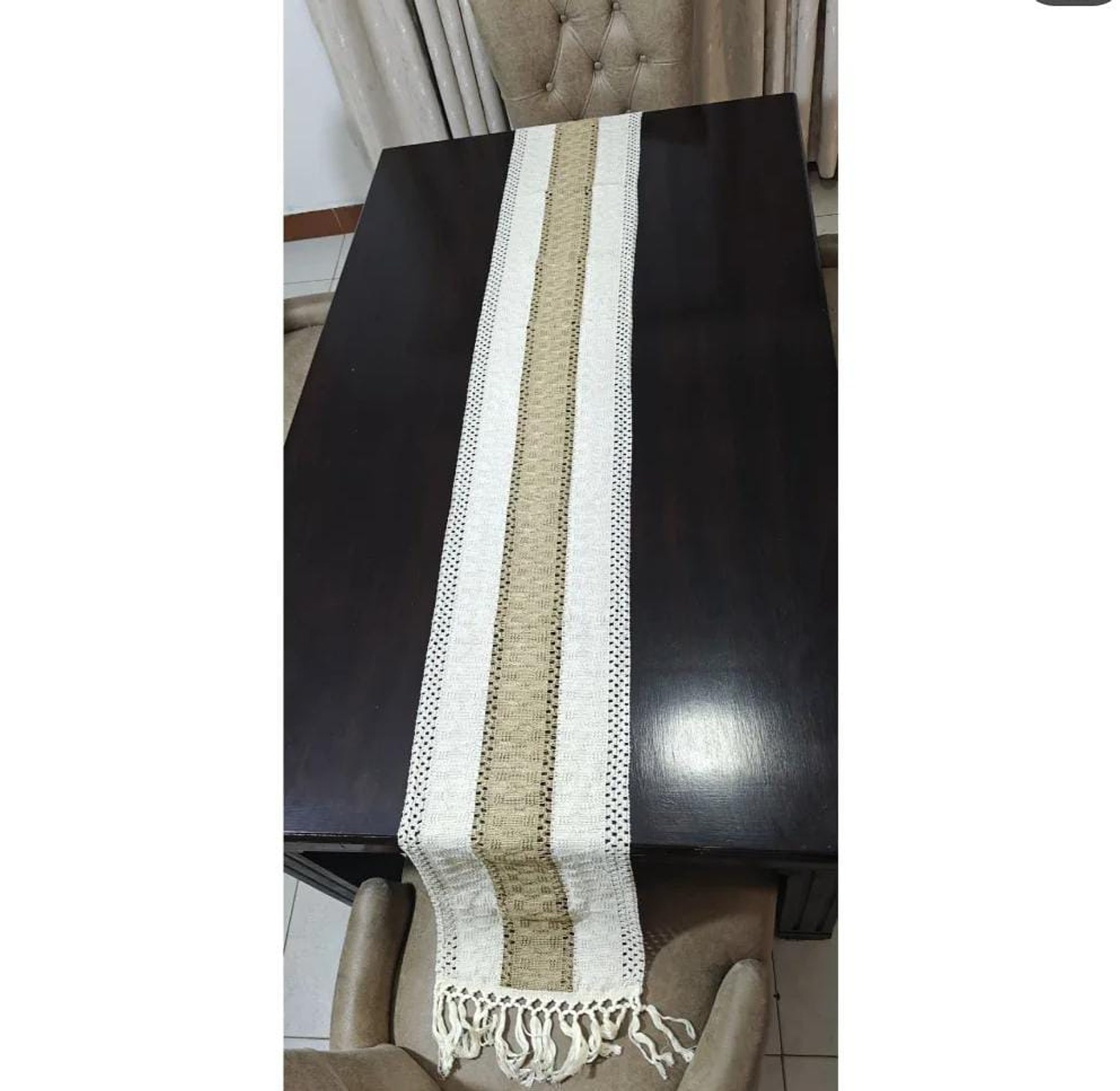 Boho Woven Table Runner with Tassels  image