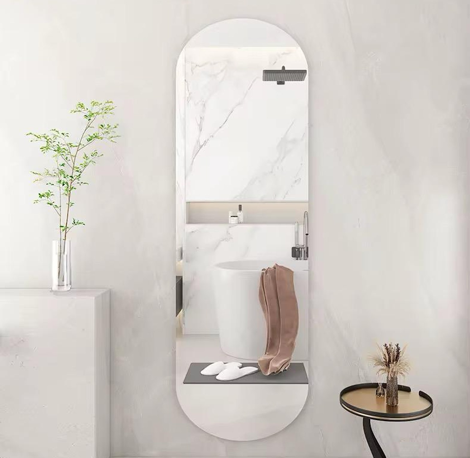 Oval Acrylic Mirror – 120×40cm Frameless Wall Mirror image