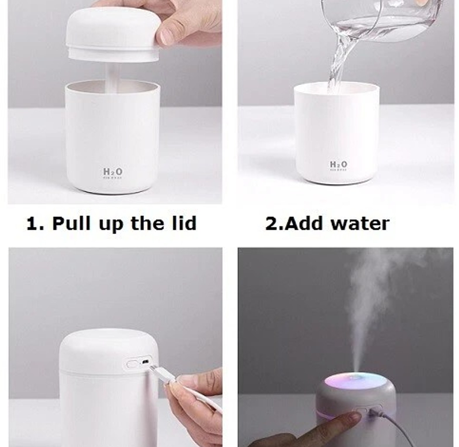 Portable Mini USB Humidifier with LED Light Silent Air Purifier for Office Bedroom Desk Home image
