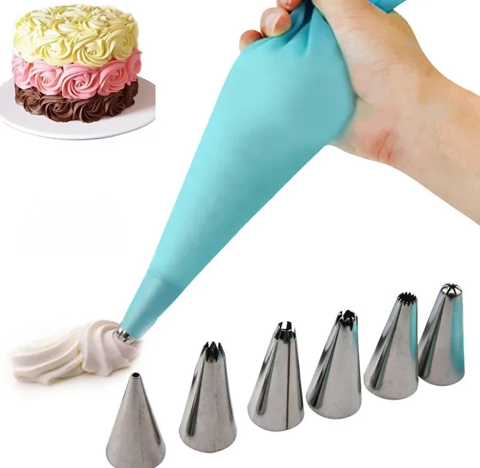 Icing Piping Bag With Metalic Nozzles image
