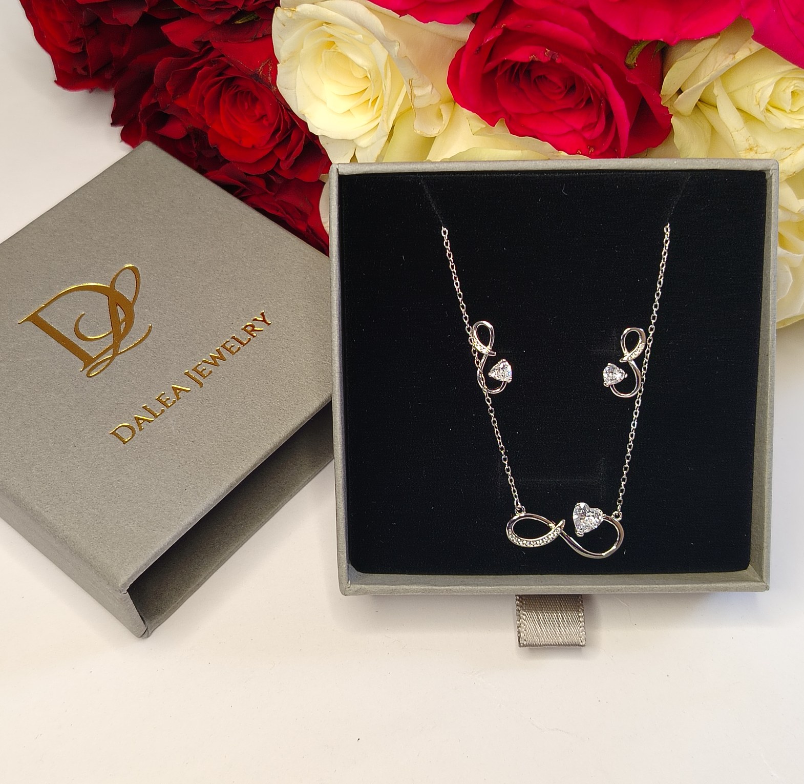 Sterling silver infinity set - infinity earrings, infinity necklace  image