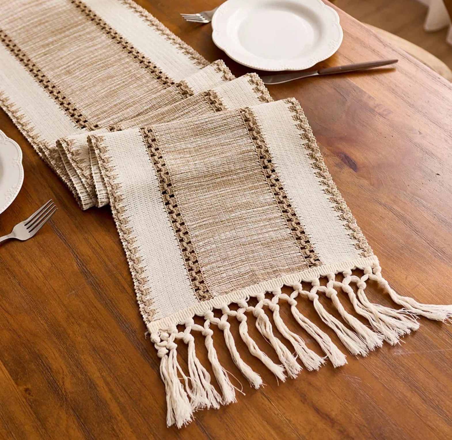 Elegant cotton table runner set 1pcs image