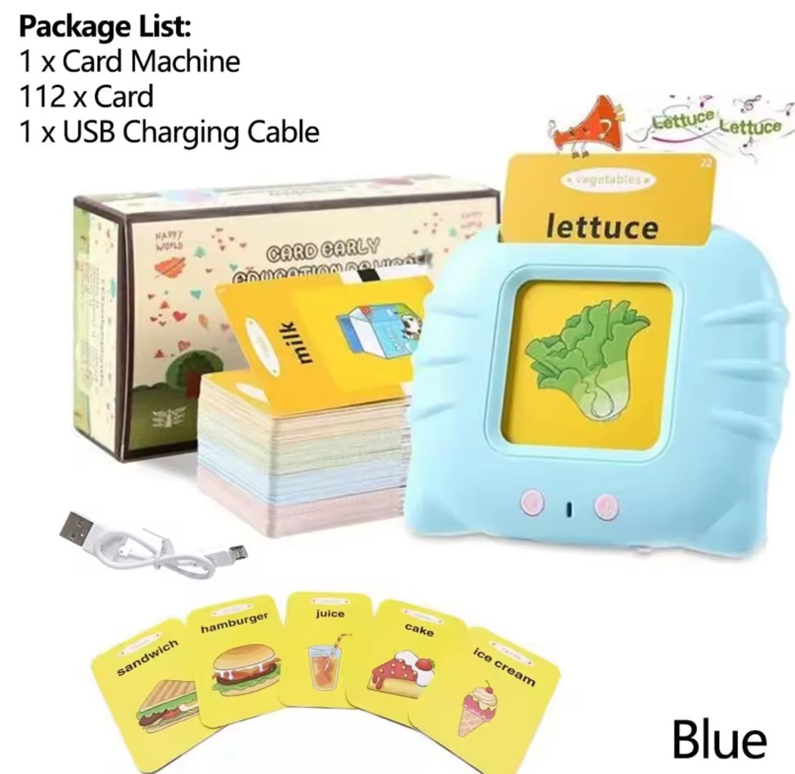 Talking Flash Cards Educational Toy for Toddlers (224 Words) - USB Rechargeable Montessori Learning Device for Kids image