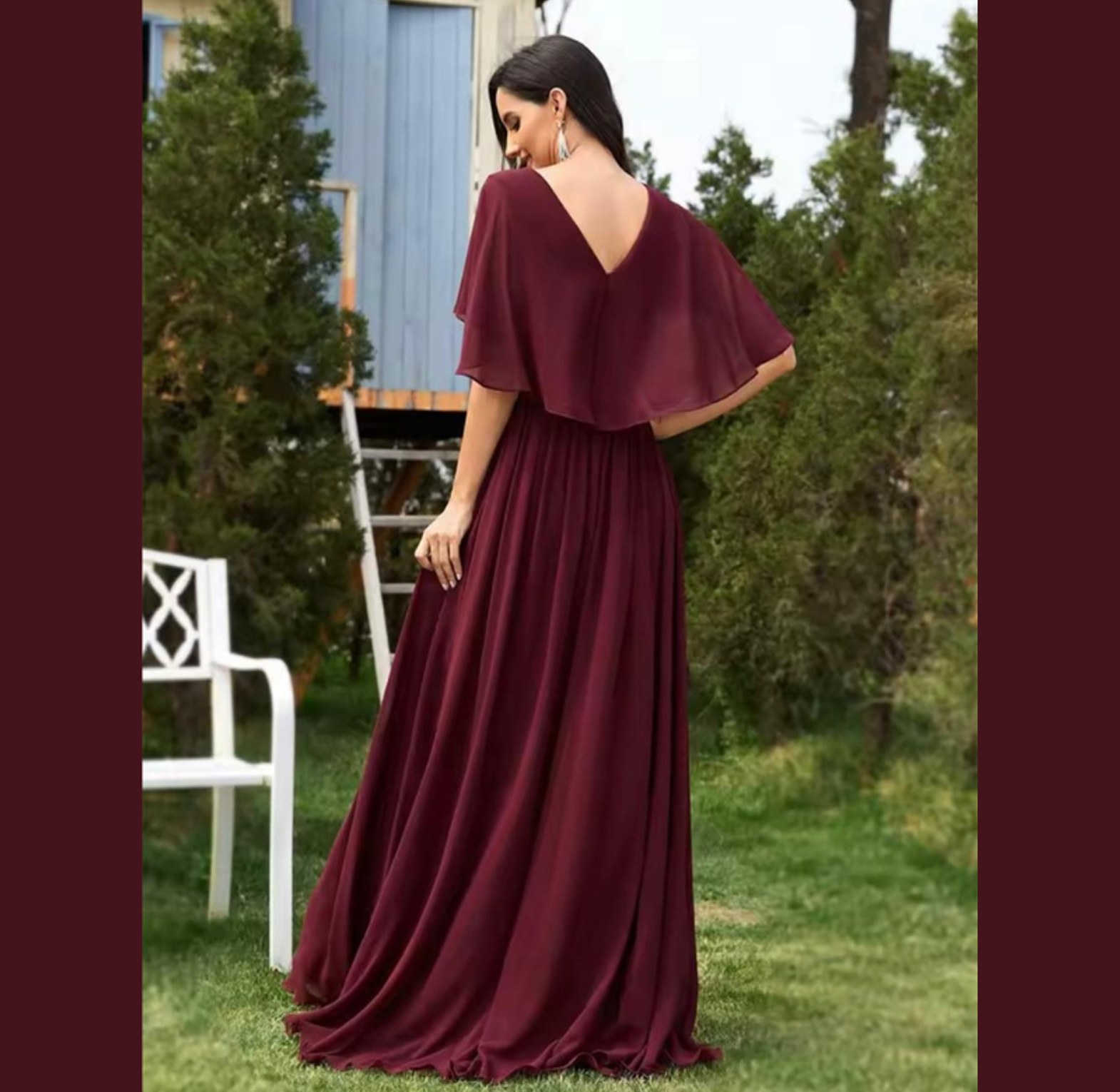 Embroidered Waist Chiffon A-Line Gown image
