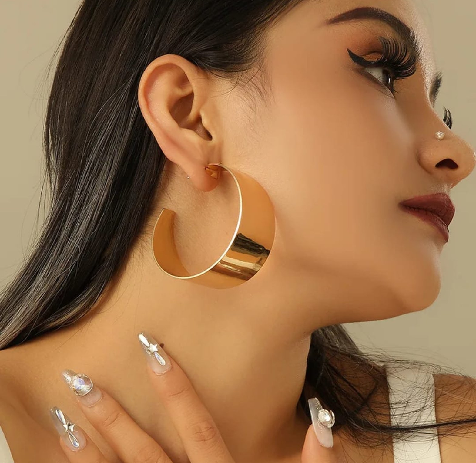 Extra large hoops gold earrings image