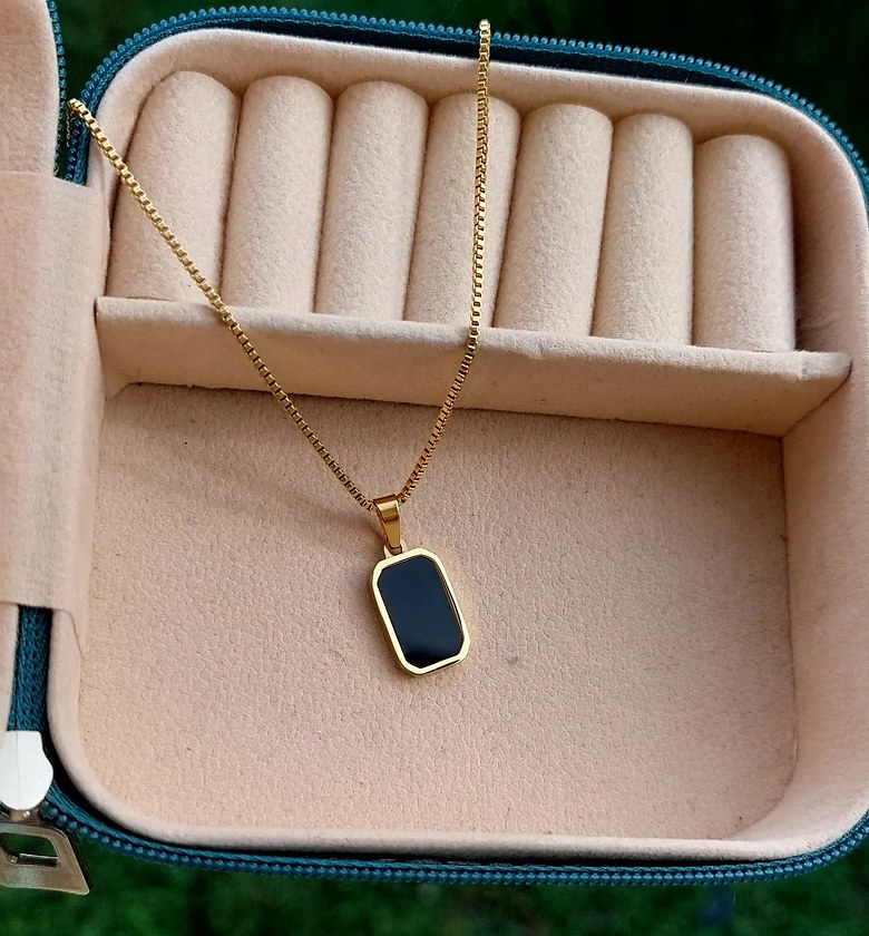 Sleek Black Pendant Necklace image