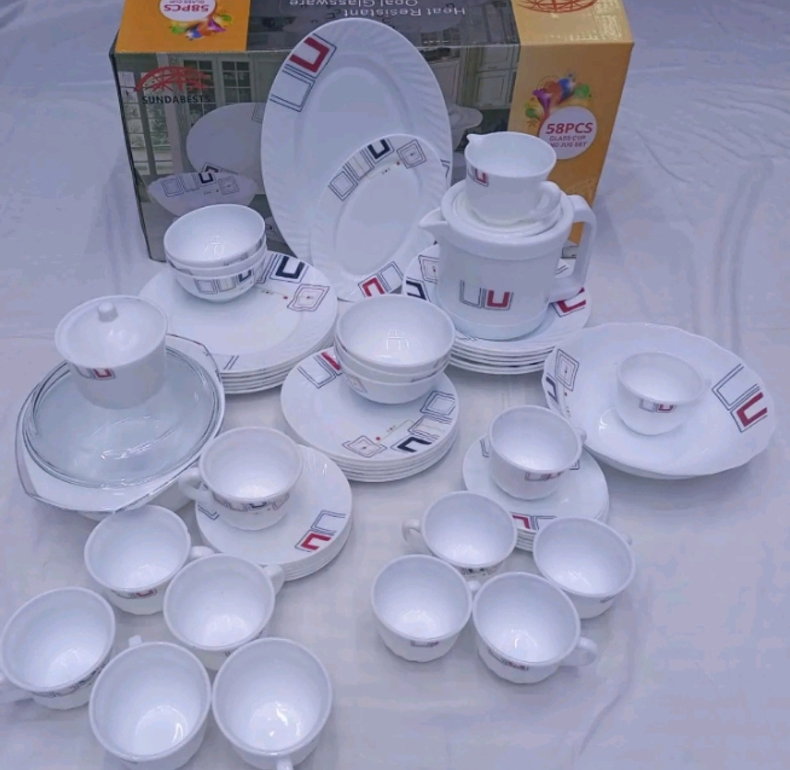 Classic Deluxe Heat Resistant 58pcs Ceramic Exquisite Dinnerware Set, Multicolor image