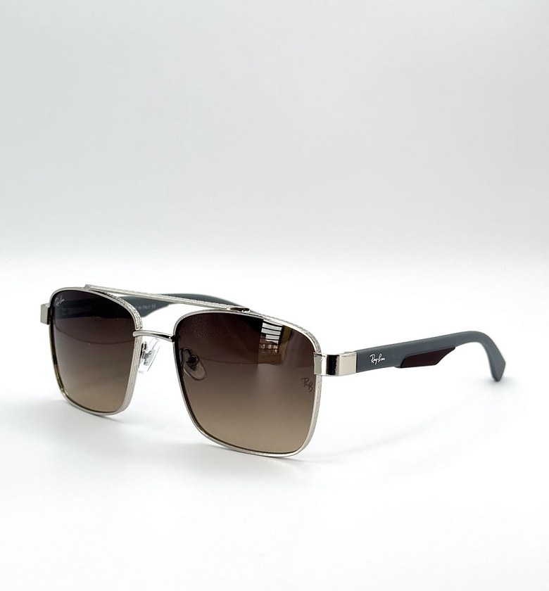 Polished Silver Metal Frame Navigator Sunglasses image